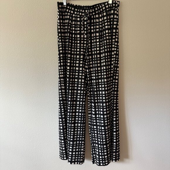 Zac & Rachel Checkered Pull On Elastic Waist Wide Leg‎ Pants Size M - Picture 2 of 8